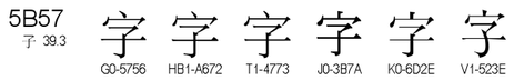 U+5B57